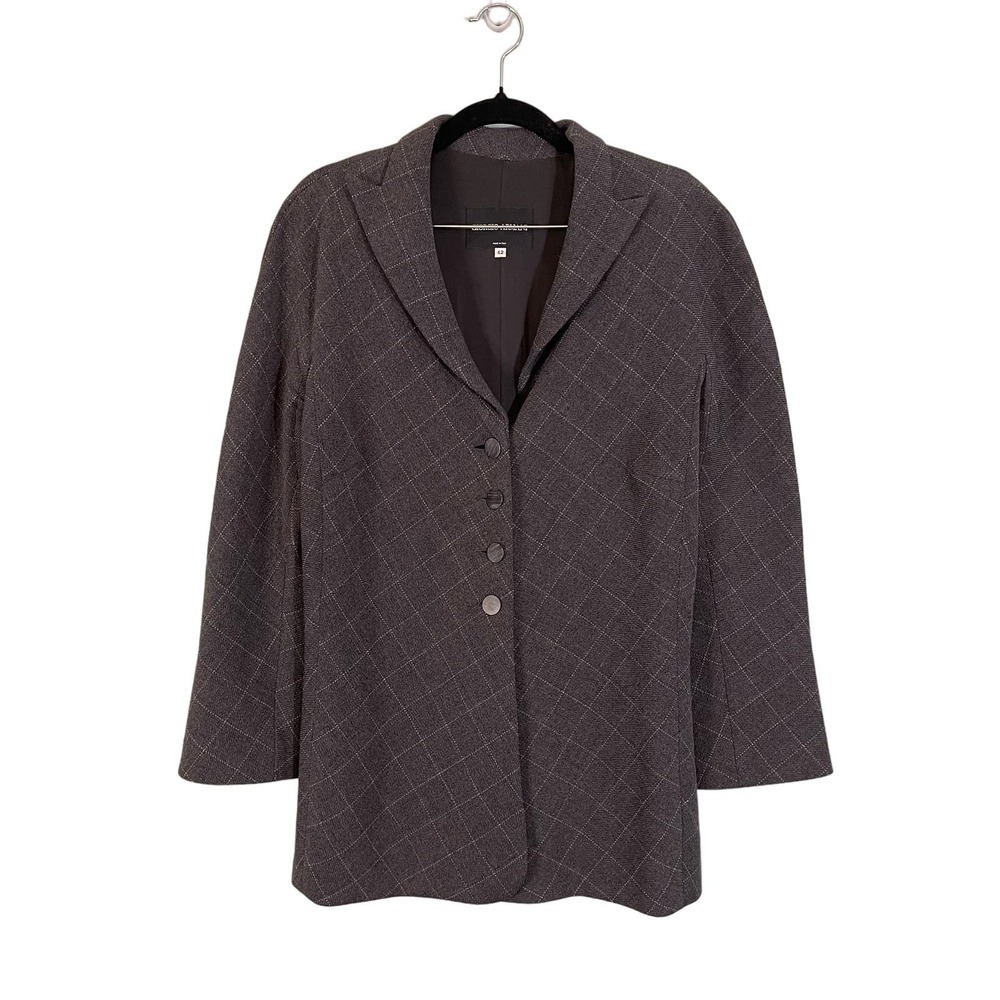 GIORGIO ARMANI Blazer Coat Womens 42 BORGO21 Wool Blend Lined Gray Made in Italy